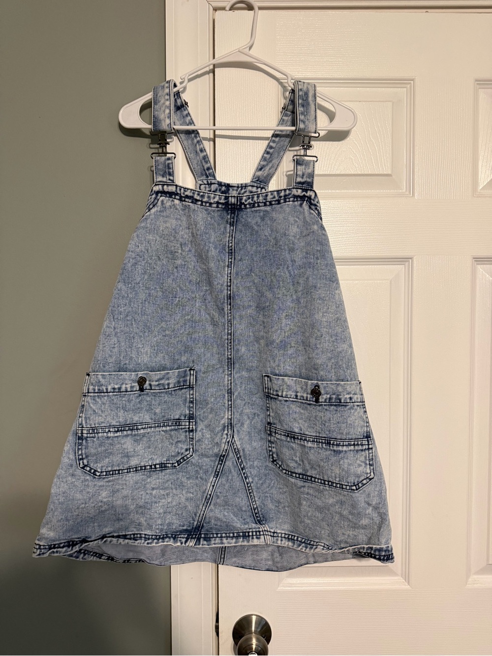 Women’s Light Wash Denim overall Dress - Blue
